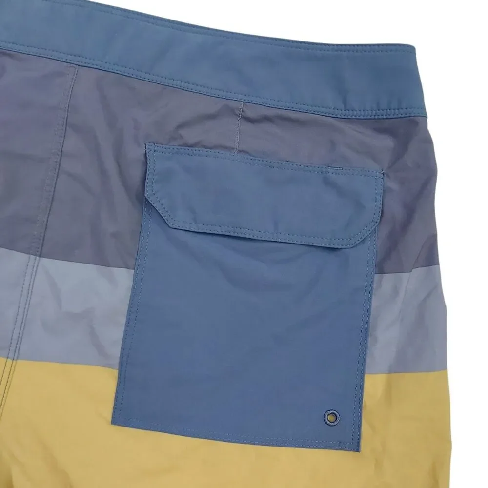 Patagonia Board Shorts Mens 33 Blue Colorblock Swim Trunks Surfing Beach Travel
